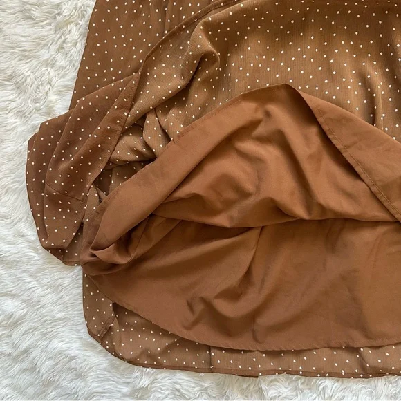 Madewell Dress Sophia Cami Tiered Midi in Dot Ruffle Sepia Polka Dot Brown 10 - Picture 8 of 14